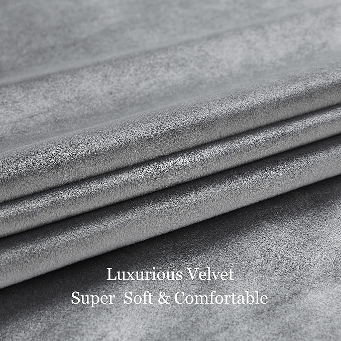 BULBUL Velvet Grey Blackout Curtains 102 inch Long - Image 6