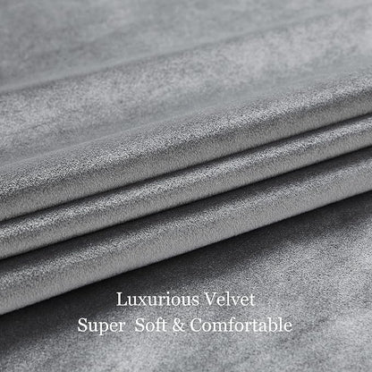 BULBUL Velvet Grey Blackout Curtains 102 inch Long - Image 6