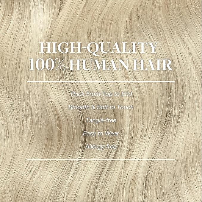GOO GOO Clip in Hair Extensions Real Human Hair, Remy Human Hair Extensions Clip ins for Women, Natural Human Hair, 18inch 150g 9Pcs, 60A Platinum Blonde