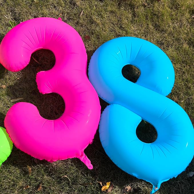 40 in Fluorescent Pink Birthday Balloon Number 7 Pink Fluorescent Number 7 | - Image 6
