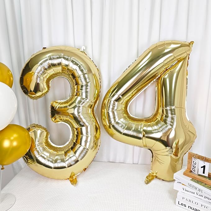 40 Inch Light Gold 8 Number Balloons Large Champagne Gold Number | White Gold - Image 5
