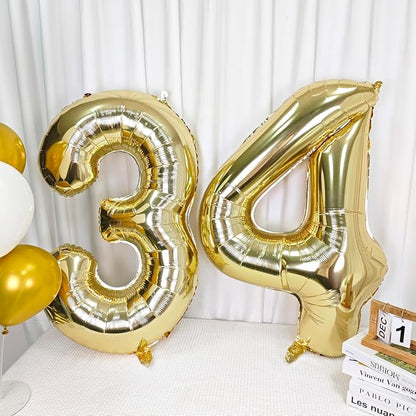 40 Inch Light Gold 8 Number Balloons Large Champagne Gold Number | White Gold - Image 5