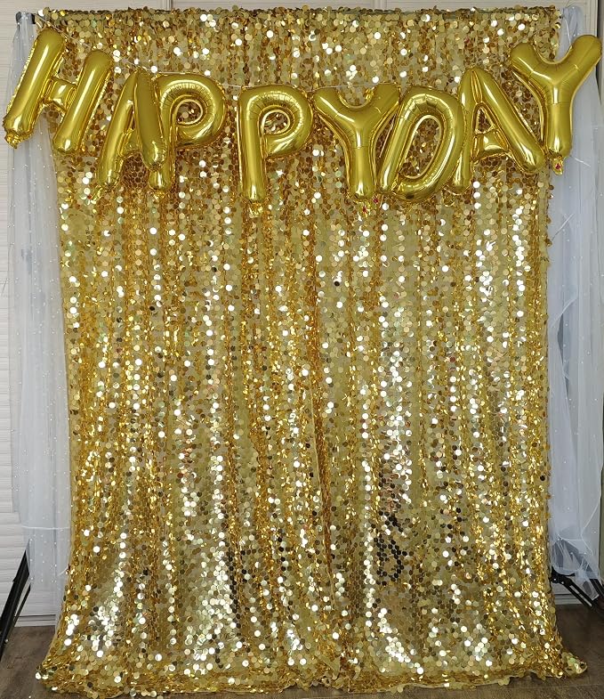 9FTx10FT Gold Sequin Backdrop Large, 1 Panel | Glitter Sparkle, Photography - Image 2
