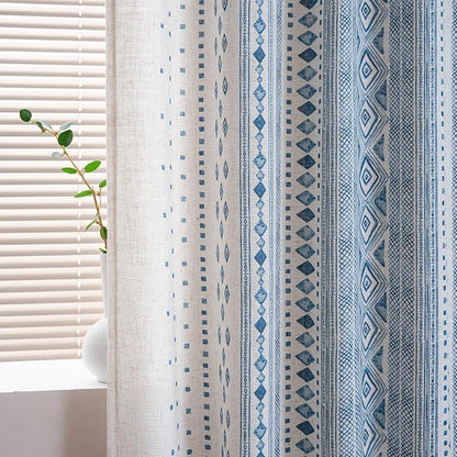 MYSKY HOME Boho Curtains Semi Sheer Linen Blended Curtains 95 Inches Long - Image 8