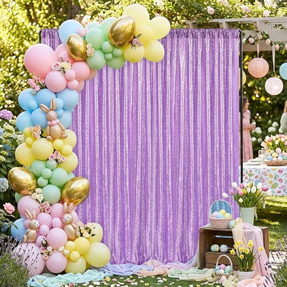 Lavender Sequin Backdrop Curtains-1 Panel 5FTx8FT Light Purple Backdrop - Image 4