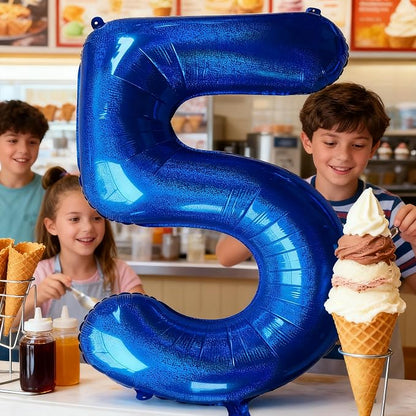 Jonhamwelbor 40 Inch Laser Blue Number 5 Balloon Foil Mylar Giant Balloon - Image 5
