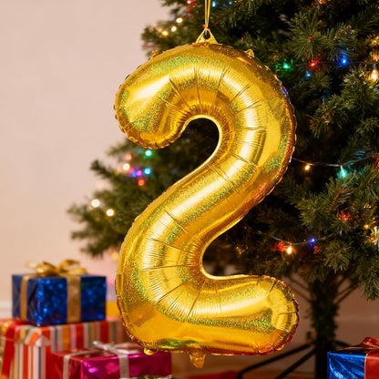 Jonhamwelbor 40 Inch Laser Gold Number 2 Balloon Foil Mylar Giant Balloon - Image 6