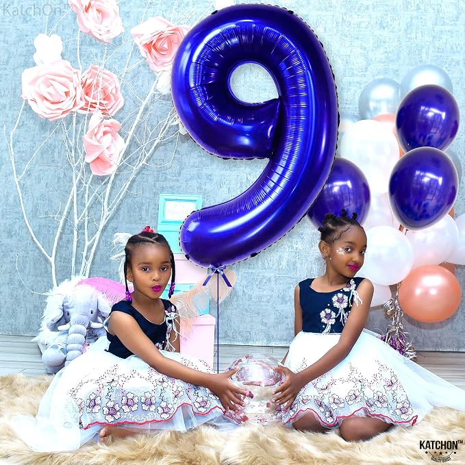 KatchOn Royal Blue Number 9 Balloon 40 Inch, Foil 9 Birthday Balloon | 9th - Image 6