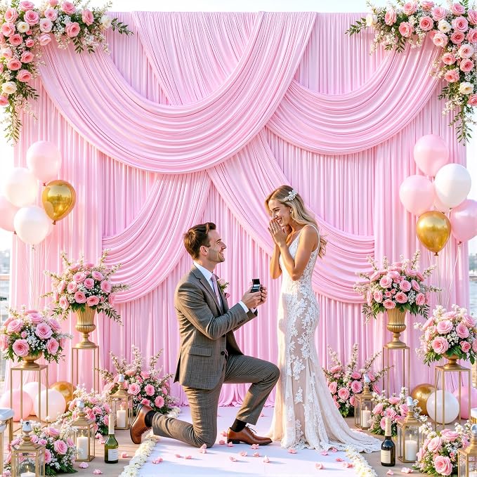8 Panels Pink Backdrop Curtains - Image 3