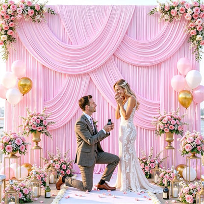 4 Panels Pink Backdrop Curtains - Image 3