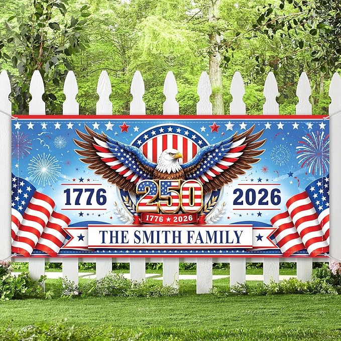 Personalized 250 Years of Freedom USA Banner 1776-2026, Patriotic American - Image 6
