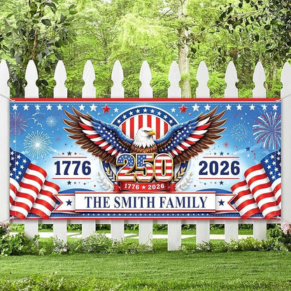 Personalized 250 Years of Freedom USA Banner 1776-2026, Patriotic American - Image 6