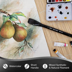 Silver Brush Limited BV-3058S Black Velvet Short Handle 2pc Stroke Set, Mixed Filament Brushes with Very Soft Tips, Professional Artist Painting Set for Watercolors, Gouache, Dyes & Silk Painting