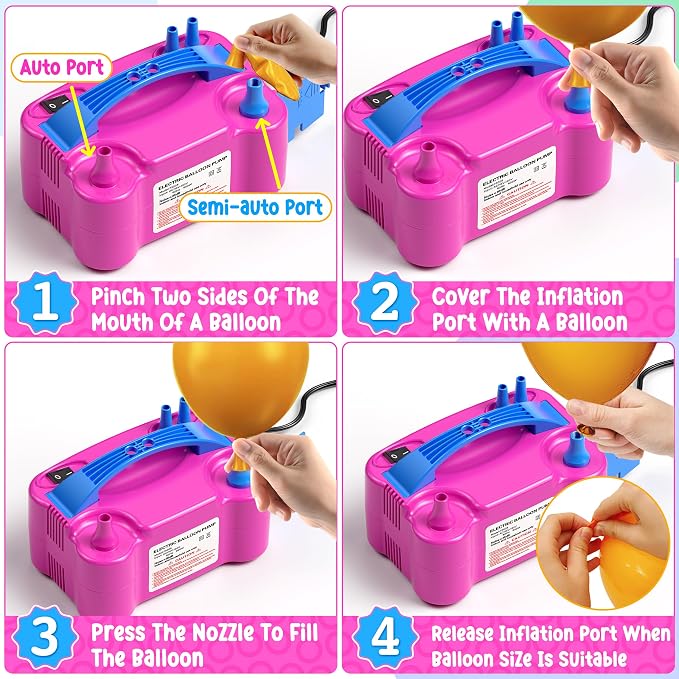Electric Balloon Pump, Portable Dual Nozzle Electric Balloon Inflator Blower - Image 5