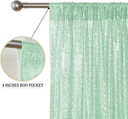 Sugargirl Mint Green Sequin Backdrop Curtain 6 Panels 2FTx8FT Glitter Mint - Image 4