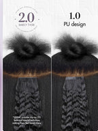 LUVME Invisible Clip in Hair Extensions, Kinky Straight Real Human Hair Remy Hair Clip ins for Women, Natural Human Hair, 20 inch 110g 7Pcs, Natural Black