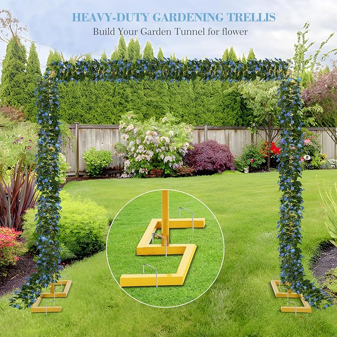 8.2FT Square Wedding Arch Backdrop Stand Adjustable, Garden Trellis | Gold - Image 7