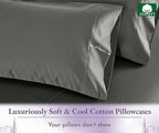 California Design Den Queen/Standard Pillow Cases Set of 2-1000 Thread Count Sateen, Soft and Thick 100% Cotton Pillow Covers Queen Size, Durable - Grey