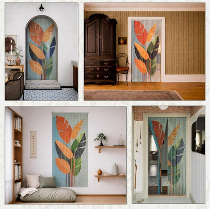 Vietbud Tropical Leaves Beaded Doorway Curtain 35.4" x 78.7" | 90-strand bead - Image 6