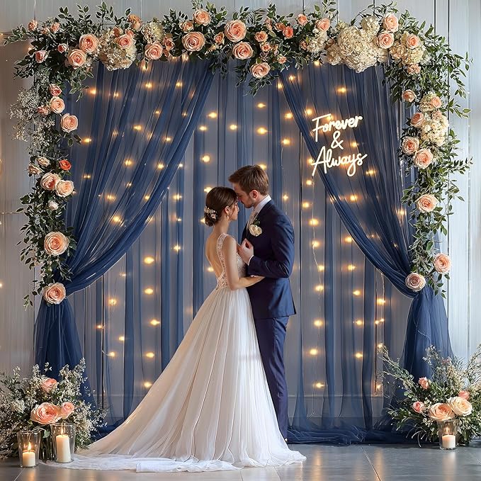 10x10ft Navy Blue Tulle Backdrop Curtain - Image 4
