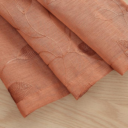 HOMEIDEAS Fall Burnt Orange Sheer Curtains 52 x 54 Inch Length 2 Panels - Image 3