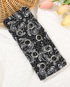 Grommet Headband for Women, Black Paisley 23cm Hollow Out Elastic Hair Band, Eyelets Punk Grunge Stylish Hairband