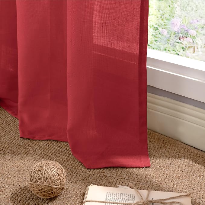 YoungsTex Red Linen Curtains 84 Inches Long - Image 9