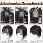 Hair Toppers for Women Real Human Hair - 360° Coverage Brown Black Clip In Topper with Bangs for Thinning Hair Upgraded 4×6 cm Silk Base Ideal for Everyday Use
