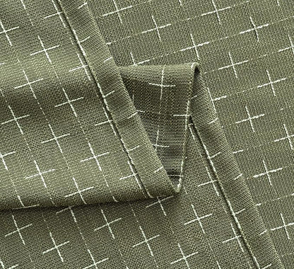 MIULEE Patterned Farmhouse Linen Curtains, Back Tab, Sage Green | Linen Curtains - Image 5
