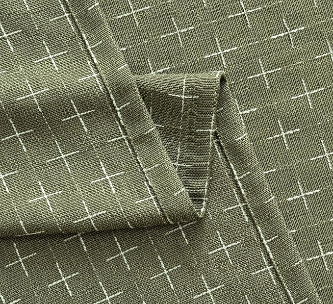 MIULEE Patterned Farmhouse Linen Curtains, Back Tab, Sage Green | Linen Curtains - Image 5