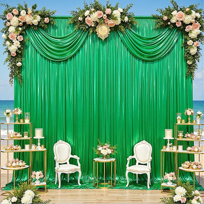 gogoparti 10x10FT Green Sequin Backdrop Curtain by Gogoparti