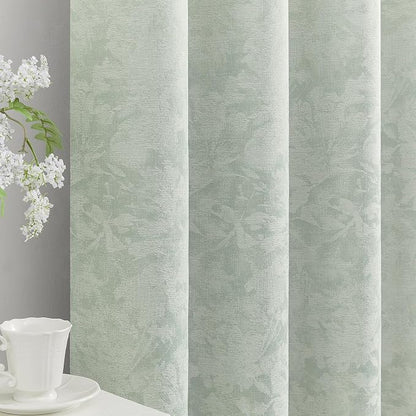 Beauoop Green Floral Jacquard Blackout Curtains by Beauoop