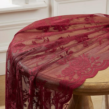 Burgundy Lace Curtains - Image 6