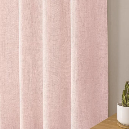 Tollpiz Short Linen Curtain Bedroom Rod Pocket Semi Sheer Curtains Burlap Light - Image 8