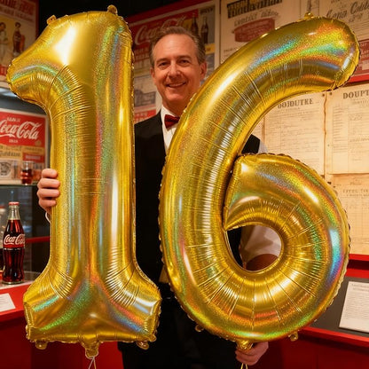 Jonhamwelbor 40 Inch Laser Gold 16 Balloon Numbers Foil Mylar Giant Balloon - Image 5