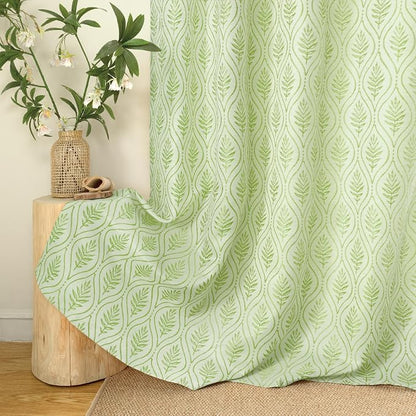 BGment Grass Green Leaf Jacquard Curtains - Image 6