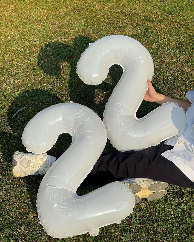 6 Balloon - White Birthday Number Balloons, 40 Inch Decorations Men Women | - Image 7