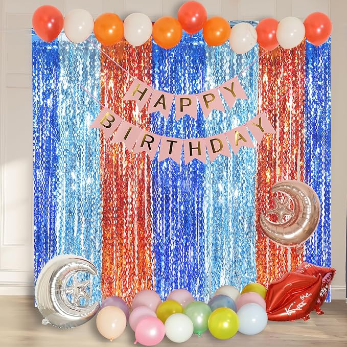 3 Pack Wavy Blue Dog Tinsel Backdrop Party Decorations - Image 4
