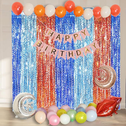 3 Pack Wavy Blue Dog Tinsel Backdrop Party Decorations - Image 4