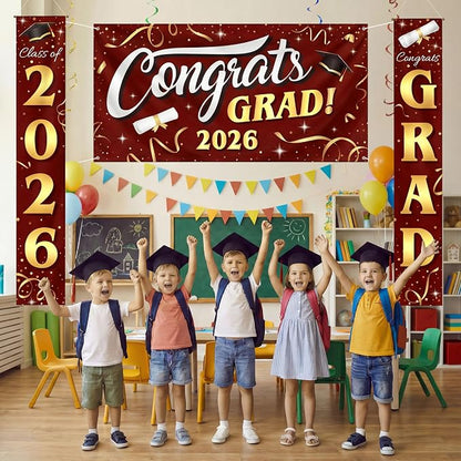 JOYIN 3 Pcs Graduation Backdrop Decorations Class of 2025, Satin Congrats Grad - Image 9