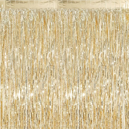 3 Pack 3.3 x 9.9 ft Champagne Gold Tinsel Streamers Party Decorations | Foil by Crosize