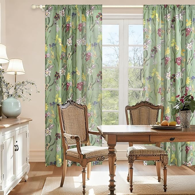 Schweek Floral Curtains 84 Inches Long 2 Panels - Image 2