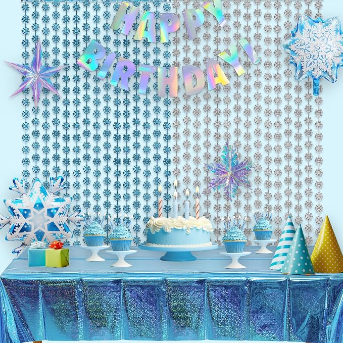 Silver Blue Snowflake Fringe Curtain - Image 2