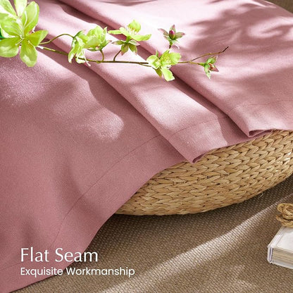 NICETOWN Linen Pink Curtains for Girls Room, Grommet Thick Flax Semi Sheer - Image 6