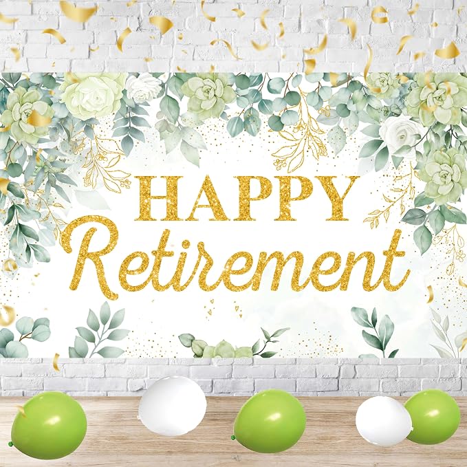 Sage Green Happy Retirement Banner by Unknown