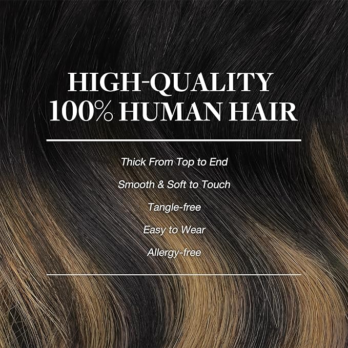 GOO GOO Clip in Hair Extensions Real Human Hair, Remy Human Hair Extensions Clip ins for Women, Natural Human Hair, 16inch 150g 9Pcs, 1B/6/1B Balayage Natural Black to Chestnut Brown