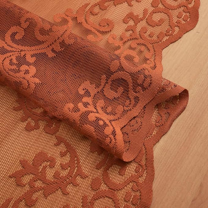 Brunt Orange Lace Curtains 45 Inch Length - Image 6