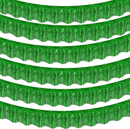 LOLStar Green Foil Fringe Tinsel Garland, Tinsel Streamers Banner, 6 Pack | by LOLSTAR