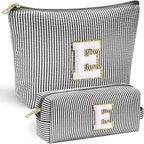 YOOLIFE Stocking Stuffers For Teen Girls Christmas Gifts For Teenage Girls Initial Makeup Bag | Cosmetic Travel Toiletry Bag | 9 10 11 12 13 14 15 Years Old | Teen Girl Gifts Trendy Stuff Black E