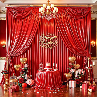 10x10 ft Red Glitter Backdrop Curtain - Image 6